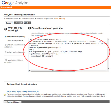 Google Analytics TrackingCode